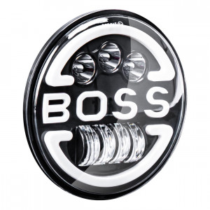 Lampa Suplimentara LED pentru Vehicule Off-Road, ATV, SSV, cu inscriptie "BOSS" si functii: Faza Lunga, Faza Scurta, Semnalizare, Pozitie, tensiune alimentare 9 - 36V, diametru Ø170 mm - Img 1