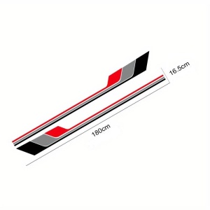 Set 2 stickere autoadezive Tuning, model "Racing Stripes V2", dimensiune 180 x 16,5 cm, culoare Alb + Gri + Rosu - Img 3
