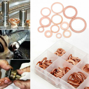 Set 200 de șaibe din cupru, 9 dimensiuni diferite, pentru buson baie de ulei sau alte reparatii - Img 1