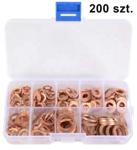 Set 200 de șaibe din cupru, 9 dimensiuni diferite, pentru buson baie de ulei sau alte reparatii - Img 3