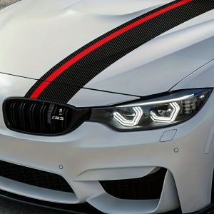 Sticker autoadeziv Tuning, model "Rally Stripe Carbon 3D", dimensiune 140 x 17 cm, culoare Negru/Rosu - Img 1