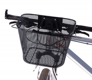 Cos metalic pentru bicicleta cu maner, demontabil, conceput pentru a fi montat in partea din fata, culoare Neagra - Img 1