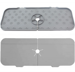Covoras din silicon anti-picurator pentru lavoare, dimensiune 36,5 x 14 cm, culoare Gri - Img 6