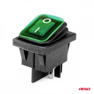 Intrerupator On/Off, 12/24V, dreptunghiular, waterproof, iluminat culoare Verde, destinatie auto, utilitare, Off-Road, ATV, SSV, QUAD - Img 2