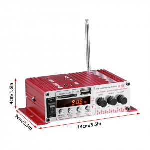 MINI amplificator auto, stereo, 12V, 40 W, radio FM, citire USB sau card SD, cu telecomanda - Img 5