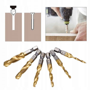 Set Profesional cu 6 piese, gaurire + filet, M3 - M10, duritate medie (Galben) - Img 2