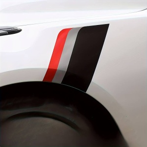 Sticker autoadeziv Tuning, model "Racing Flag", dimensiune 30 x 24 x 17 cm, culoare Negru/Argintiu/Rosu - Img 1