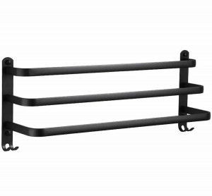 Suport de prosoape pentru baie tip "Mansarda" din aluminiu, lungime 50 cm, culoare Negru Mat - Img 2