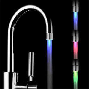 Cap robinet cu LED si senzor de temperatura, iluminare in 3 culori in functie de temperatura apei