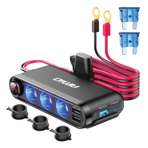 Dispozitiv Auto Premium 3in1, Splitter Bricheta, Incarcator USB/USB-C, Voltmetru Digital, alimentare 12V-24V - Img 1