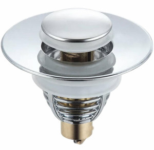 Dop scurgere chiuveta, universal, deschidere cu click, material oțel, diametru exterior 62 mm, culoare Argintiu - Img 5