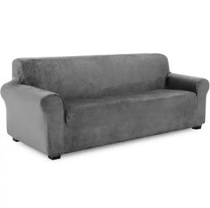 Husa universala pentru canapea standard cu 3 locuri, imitatie catifea, culoare GRI - Img 3