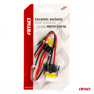 Set 2 mufe ceramice drepte, soclu H8, H11, H16, rezistente termic - Img 3
