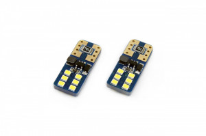 Set becuri auto cu LED CANBUS UltraBright compatibil T10e W5W 12 SMD Alb 12/24V, destinat competitiilor auto sau off-road