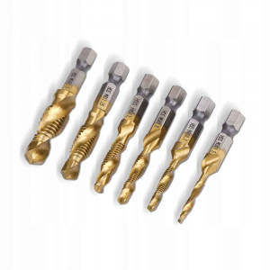 Set Profesional cu 6 piese, gaurire + filet, M3 - M10, duritate medie (Galben) - Img 3
