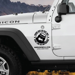 Sticker autoadeziv pentru vehicule Off Road, model "You Can Go Fast", dimensiune 30 x 30 cm, culoare Neagra - Img 1