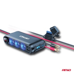 Dispozitiv Auto Premium 3in1, Splitter Bricheta, Incarcator USB/USB-C, Voltmetru Digital, alimentare 12V-24V - Img 2