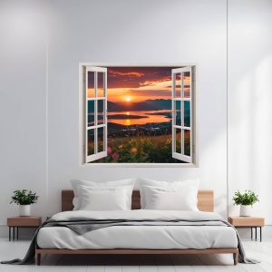 Folie imprimata color pentru decor perete locuinta, dimensiune 125 x 110cm, model: VIEW TO HAVEN 22 - Img 1