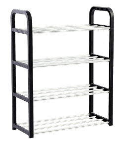 Raft Elegant pentru depozitare Pantofi sau Pantaloni, cu traverse metalice, 4 nivele, dimensiuni 58 x 42 x 18 cm - Img 1