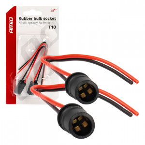 Set 2 socluri bec T10, W5W, W3W, cu mufe din cauciuc si cabluri siliconate - Img 1