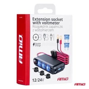 Dispozitiv Auto Premium 3in1, Splitter Bricheta, Incarcator USB/USB-C, Voltmetru Digital, alimentare 12V-24V - Img 3