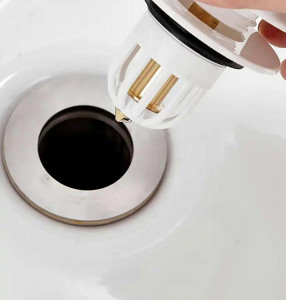 Dop scurgere chiuveta, universal, deschidere cu click, material oțel, diametru exterior 66 mm, culoare Alba - Img 2