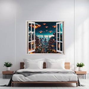 Folie imprimata color pentru decor perete locuinta, dimensiune 125 x 110cm, model: VIEW TO HAVEN 01 - Img 1