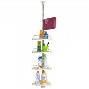 Organizator baie, raft de baie de tip "coltar" cu brat telescopic, cu 4 etajere si suport pentru prosop - Img 3