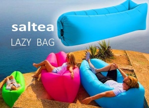 Saltea Autogonflabila "Lazy Bag" tip sezlong, 185 x 70cm, culoare Negru-Violet, pentru camping, plaja sau piscina - Img 4