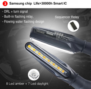 Set 2 lampi Semnalizare Moto SECVENTIALA, cu 2 functii, pozitie si semnalizare, 12V - Img 4