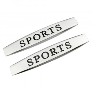 Set 2 x Embleme auto metalice, autoadezive, model "SPORTS", finisaj Crom, dimensiune, 10 x 1,5 cm