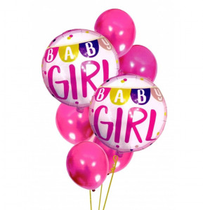 Set 7 buc. baloane pentru Zi de Nastere Fetite, culoare Roz, 30-46cm