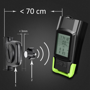 Vitezometru Digital cu lampa Fata + Spate si Claxon, waterproof, pentru bicicleta, model AVX-WT-BK-1718B - Img 2