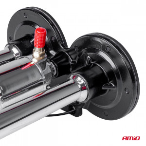 Claxon Camion de tip "goarna", dublu, bitonal, finisaj cromat, alimentare 12V - 24V, 118 dB - Img 3