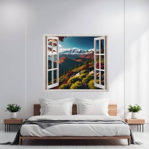Folie imprimata color pentru decor perete locuinta, dimensiune 125 x 110cm, model: VIEW TO HAVEN 34 - Img 1