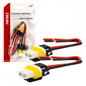 Set 2 mufe ceramice drepte, soclu H8, H11, H16, rezistente termic - Img 1