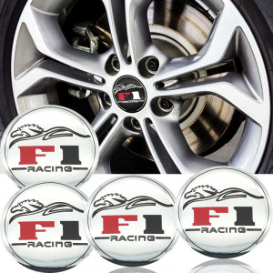 Set 4 buc. ornament central janta, model "F1 Chrome", diametru 5cm - Img 1