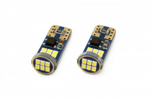 Set becuri auto cu LED CANBUS UltraBright compatibil T10e W5W 18 SMD Alb 12V/24V, destinat competitiilor auto sau off-road