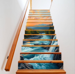 Sticker decorativ pentru scari interioare, print autoadeziv de inalta rezolutie, dimensine 200 x 124 cm, cod: AVX-STAIRS-06 - Img 1