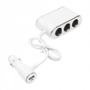 Adaptor bricheta auto tripla 12/24V, iluminata LED, cu intrerupator individual si 1 port USB, 5V, 2.1A - Img 3