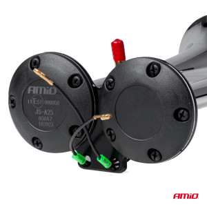 Claxon Camion de tip "goarna", dublu, bitonal, finisaj cromat, alimentare 12V - 24V, 118 dB - Img 4