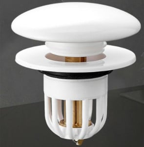 Dop scurgere chiuveta, universal, deschidere cu click, material oțel, diametru exterior 66 mm, culoare Alba - Img 4