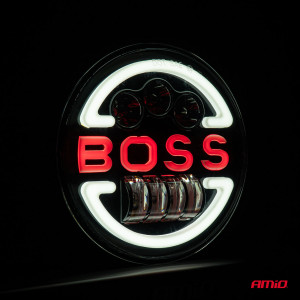 Lampa Suplimentara LED pentru Vehicule Off-Road, ATV, SSV, cu inscriptie "BOSS" si functii: Faza Lunga, Faza Scurta, Semnalizare, Pozitie, tensiune alimentare 9 - 36V, diametru Ø170 mm - Img 3