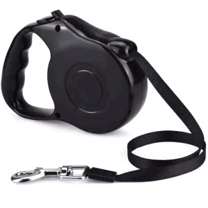Lesa Retractabila Automata cu carabina pentru caini, lungime sfoara 5m, culoare Neagra - Img 2
