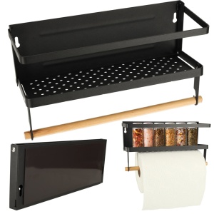 Raft magnetic de frigider 2in1, pentru condimente si prosop de bucatarie - Img 1