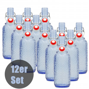 Set 12 sticle culoare Albastru Transparent, volum 0,5l, cu inchidere cu clema metalica, dop cu garnitura, reutilizabile dupa spalare, import Germania - Img 7
