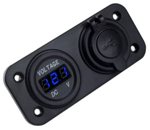 Voltmetru cu 2 x porturi incarcare USB, pentru vehicule offroad, ATV, SSV, quad, moto sau utilaje agricole, alimentare 12V - Img 3