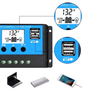 Controler/Regulator de incarcare panou solar, 12 - 24V, 10A, mini dual USB - Img 5