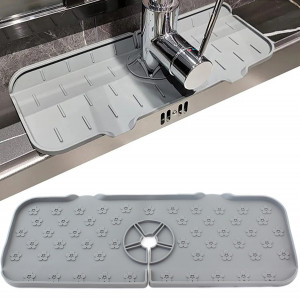 Covoras din silicon anti-picurator pentru lavoare, dimensiune 36,5 x 14 cm, culoare Gri - Img 2