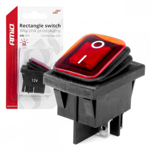 Intrerupator On/Off, 12/24V, dreptunghiular, waterproof, iluminat culoare Rosu, destinatie auto, utilitare, Off-Road, ATV, SSV, QUAD - Img 1